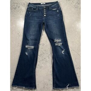 Kancan Harlowe Flare Jeans Womens 13 Blue Dark Wash Mid Rise Stretch Denim